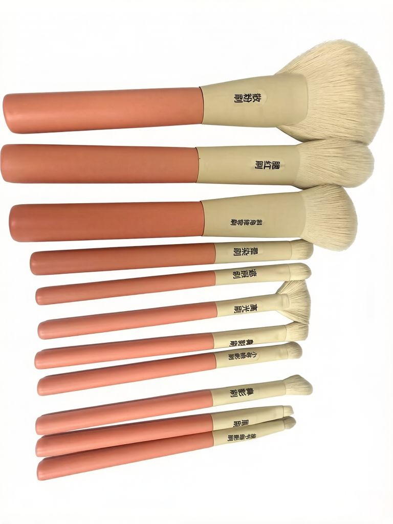 11-piece high-end brown silicone handle makeup brushes
