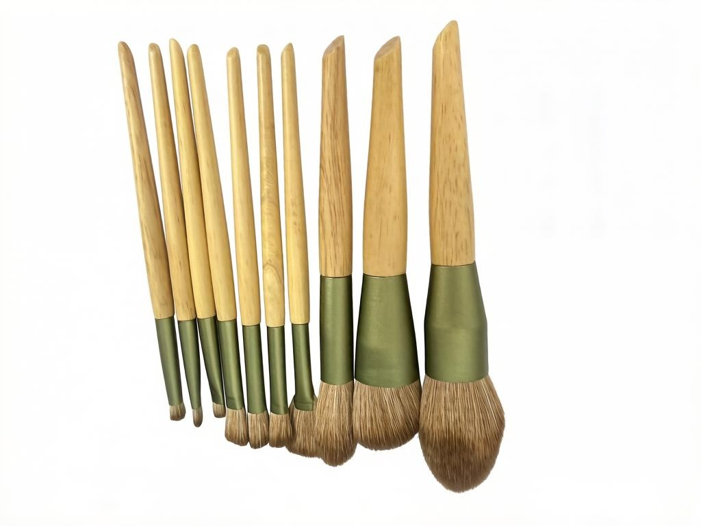 High-end 10-piece oak handle makeup brushes