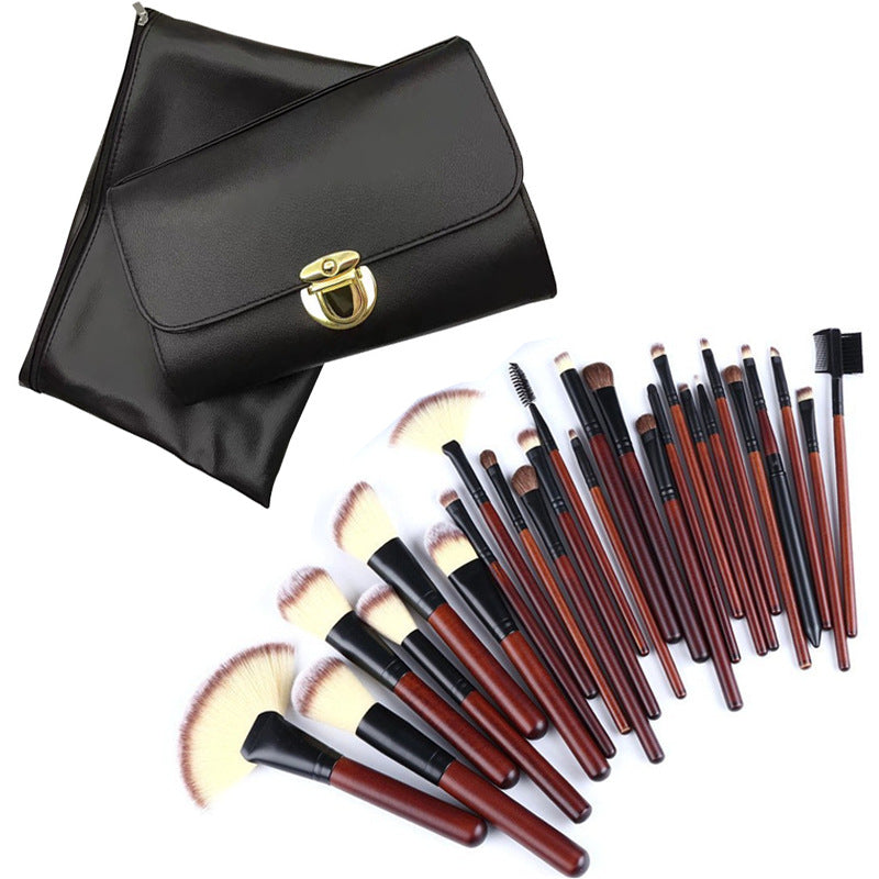 26-piece red makeup brush set - small horse hair animal fur eyeshadow brushes - professional makeup brushes - recommended by makeup artists - black