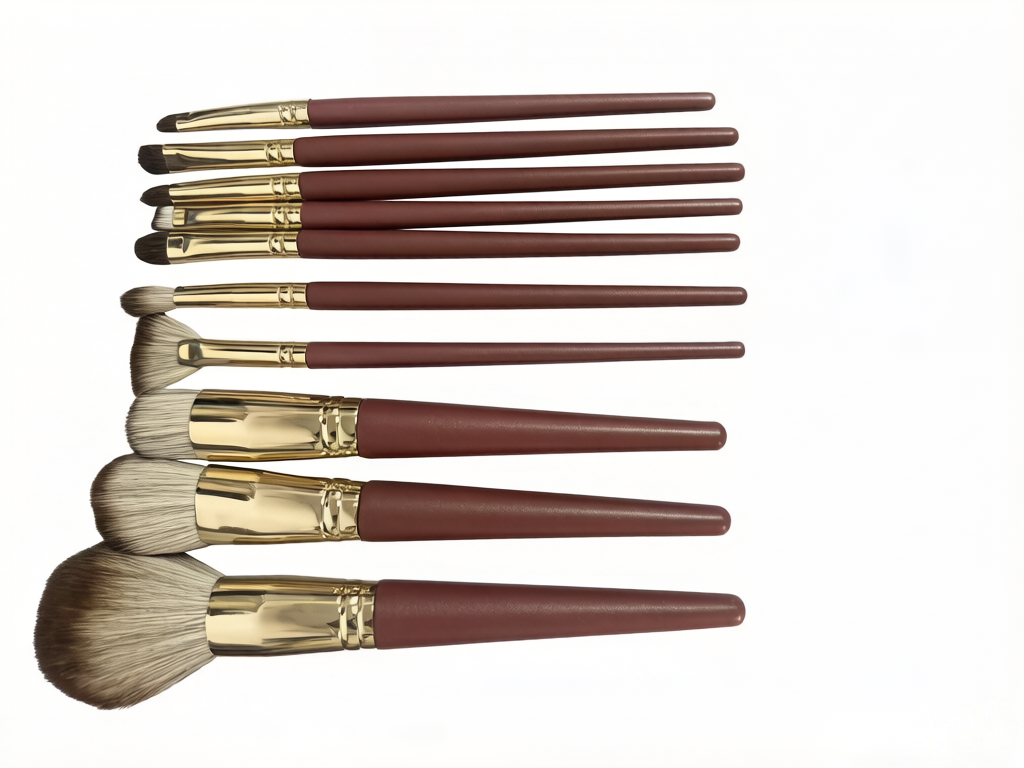 15-piece high-end brown-burnished oak handle makeup brushes