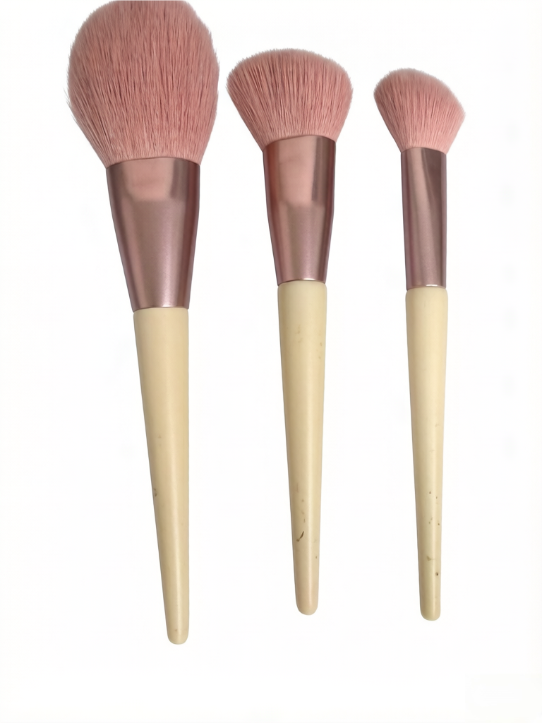 High-end 10-piece champagne-colored wooden-handle makeup brushes
