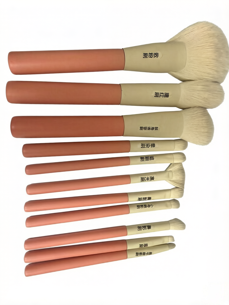 11-piece high-end brown silicone handle makeup brushes