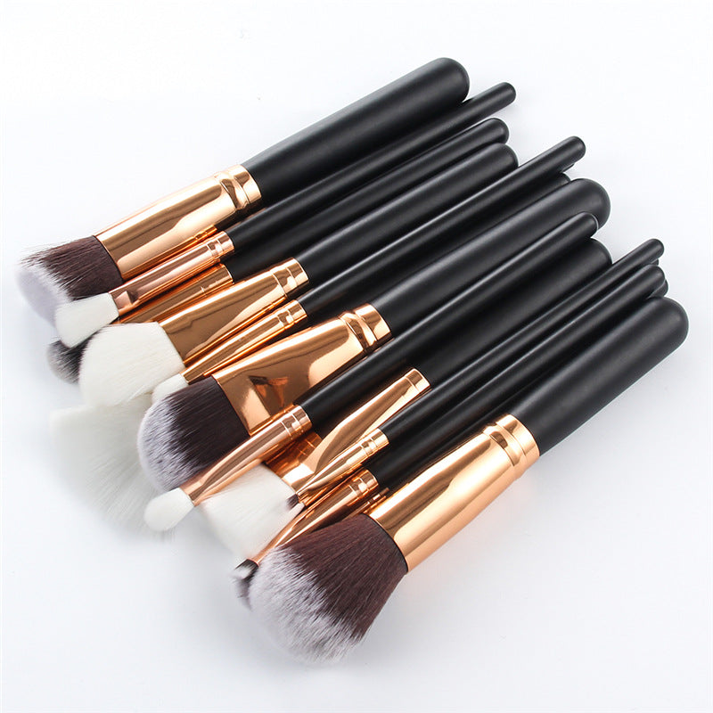 15-piece makeup brush set - brown, pink, black - makeup tools manufacturer