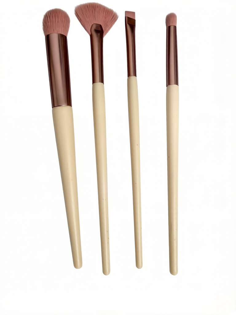 High-end 10-piece champagne-colored wooden-handle makeup brushes