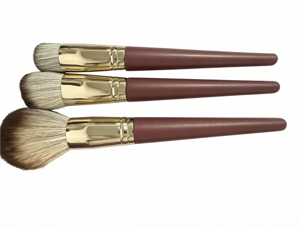 15-piece high-end brown-burnished oak handle makeup brushes
