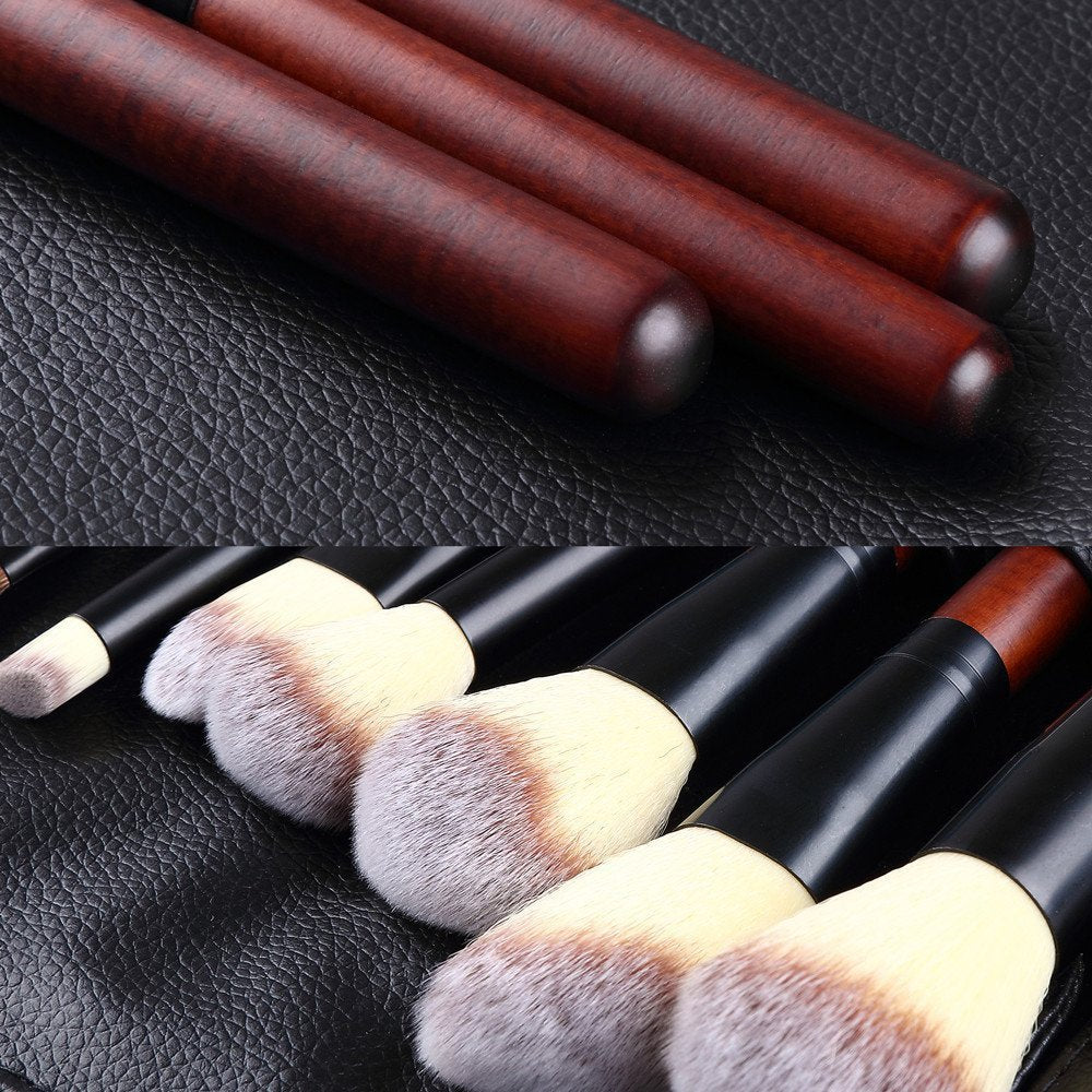 26-piece red makeup brush set - small horse hair animal fur eyeshadow brushes - professional makeup brushes - recommended by makeup artists - black