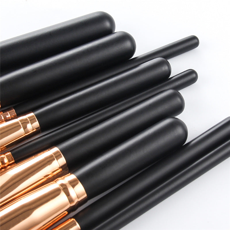 15-piece makeup brush set - brown, pink, black - makeup tools manufacturer