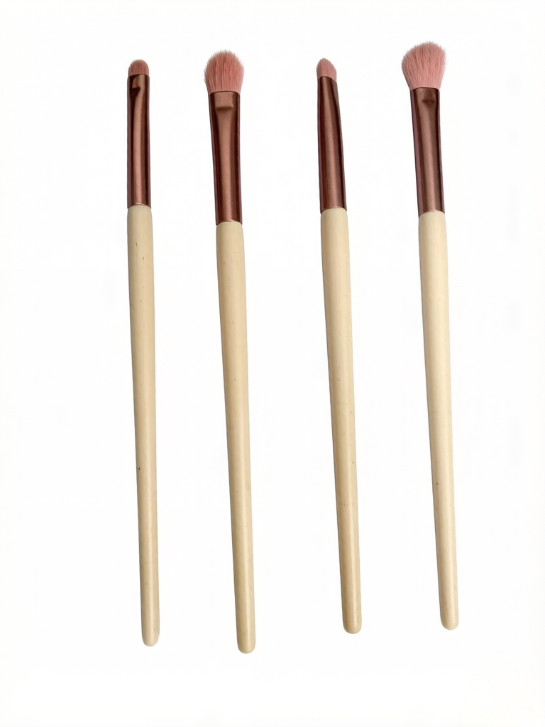 High-end 10-piece champagne-colored wooden-handle makeup brushes