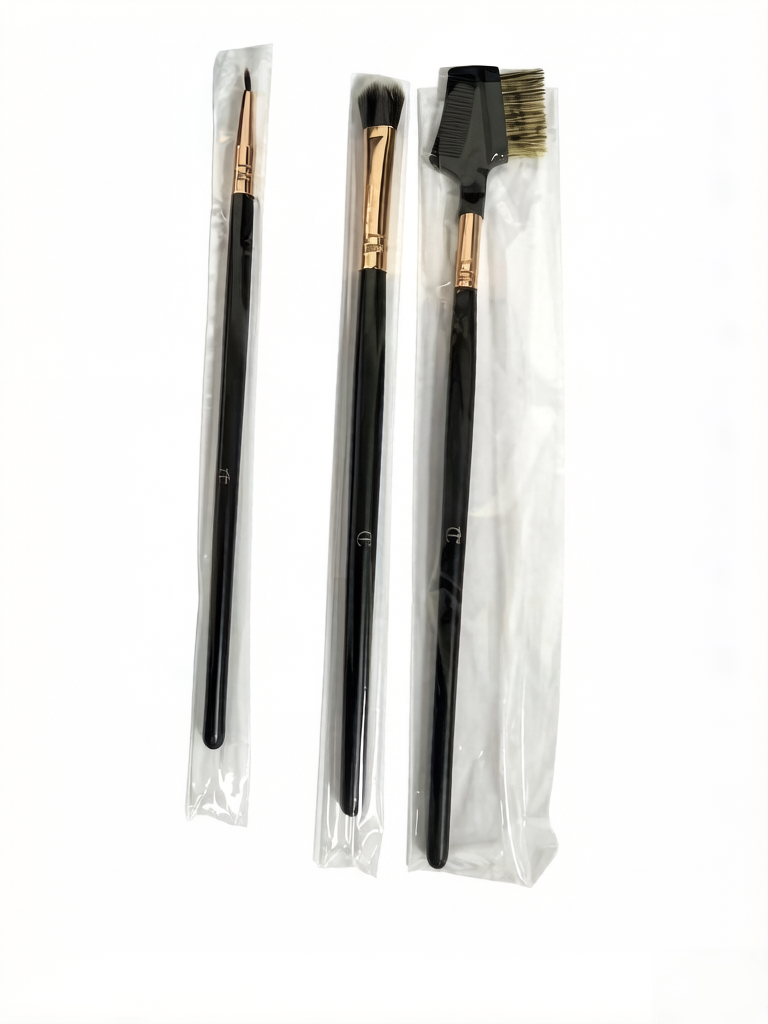 High-end 24-piece black wooden-handle makeup brushes