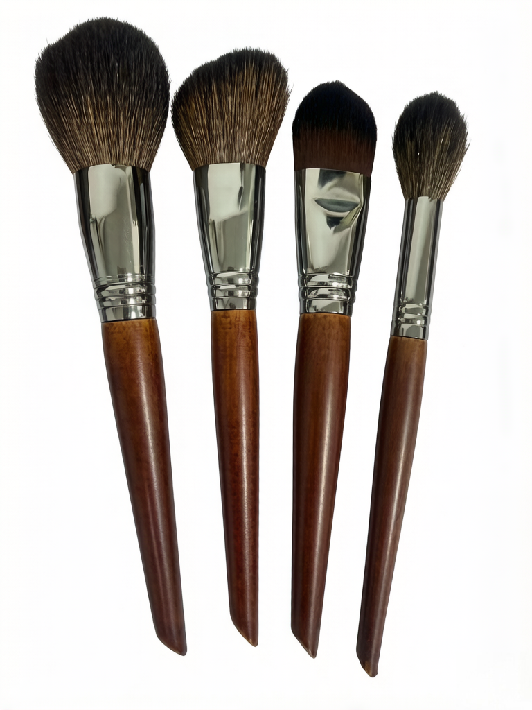 15-piece high-end brown-burnished oak handle makeup brushes