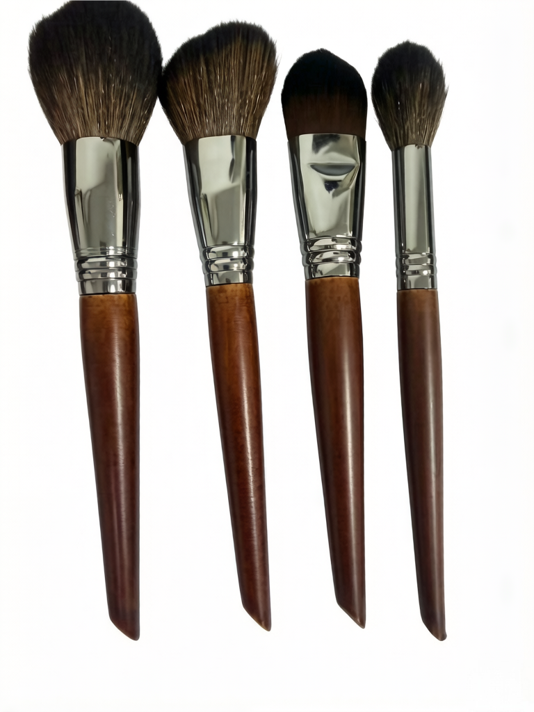 15-piece high-end brown-burnished oak handle makeup brushes