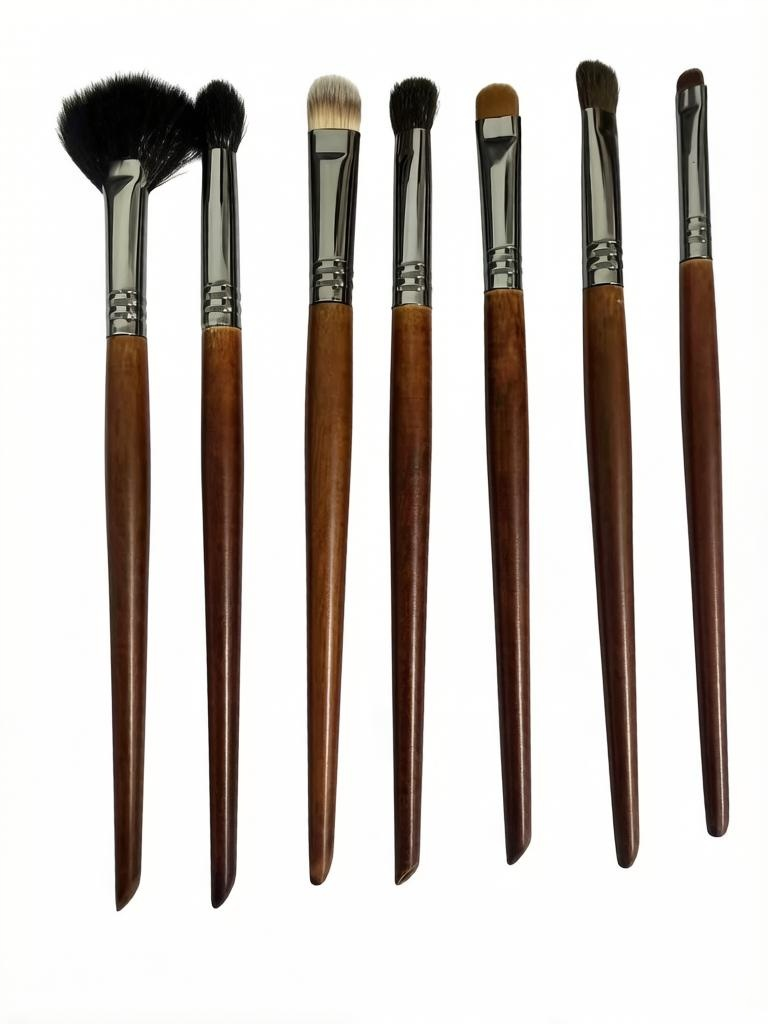 15-piece high-end brown-burnished oak handle makeup brushes